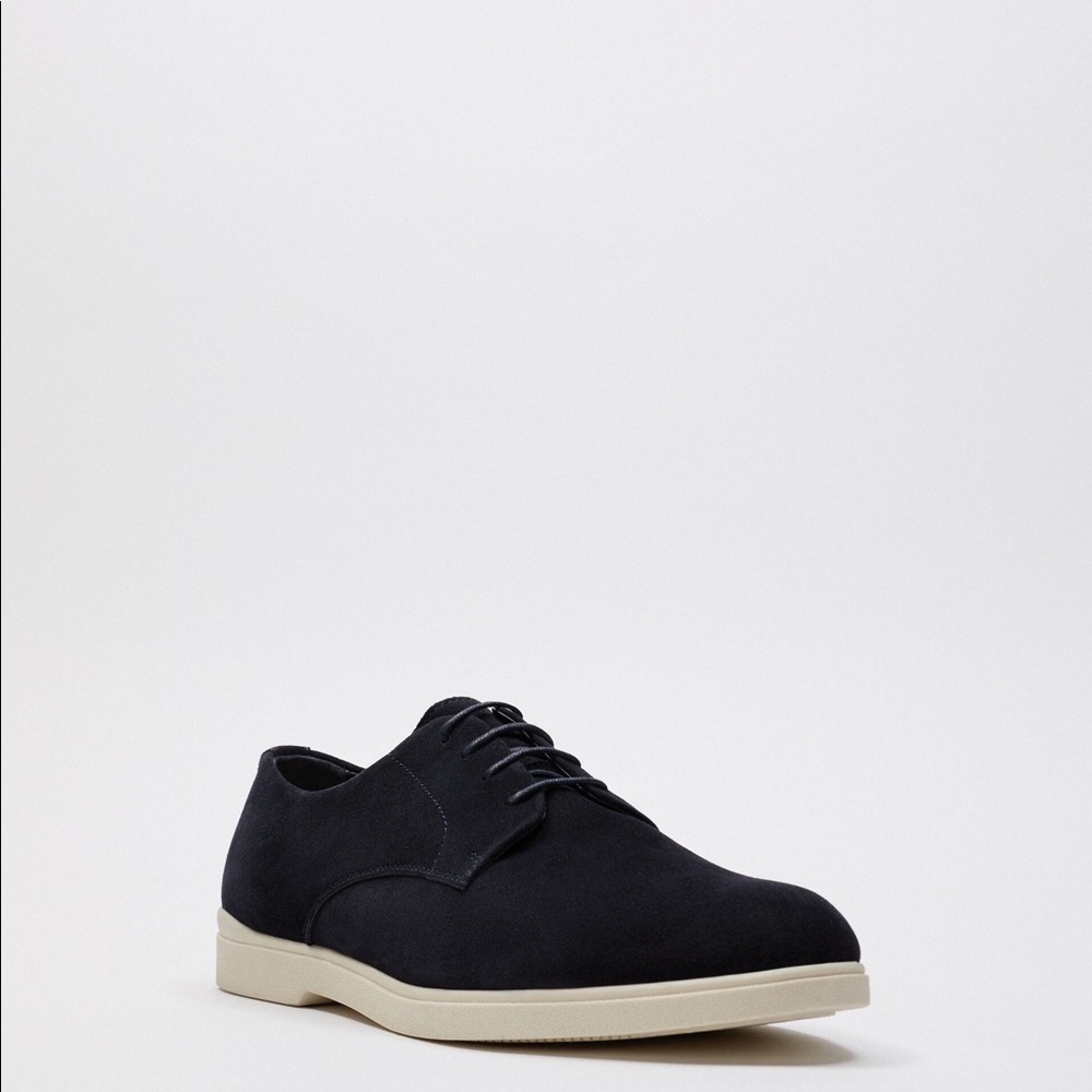 NWOT- Zara CASUAL LEATHER SHOES NAVY BLUE MEN. Navy Blue EU 42 Size 9 Men - Picture 3 of 6